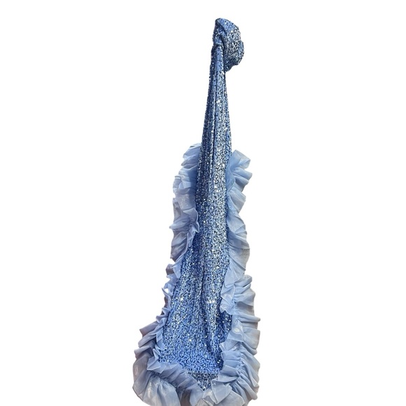 Faeriesty NWT Blue Strapless Velour Sequin Ruffle Prom Formal Dress Sz. XS - Picture 6 of 7